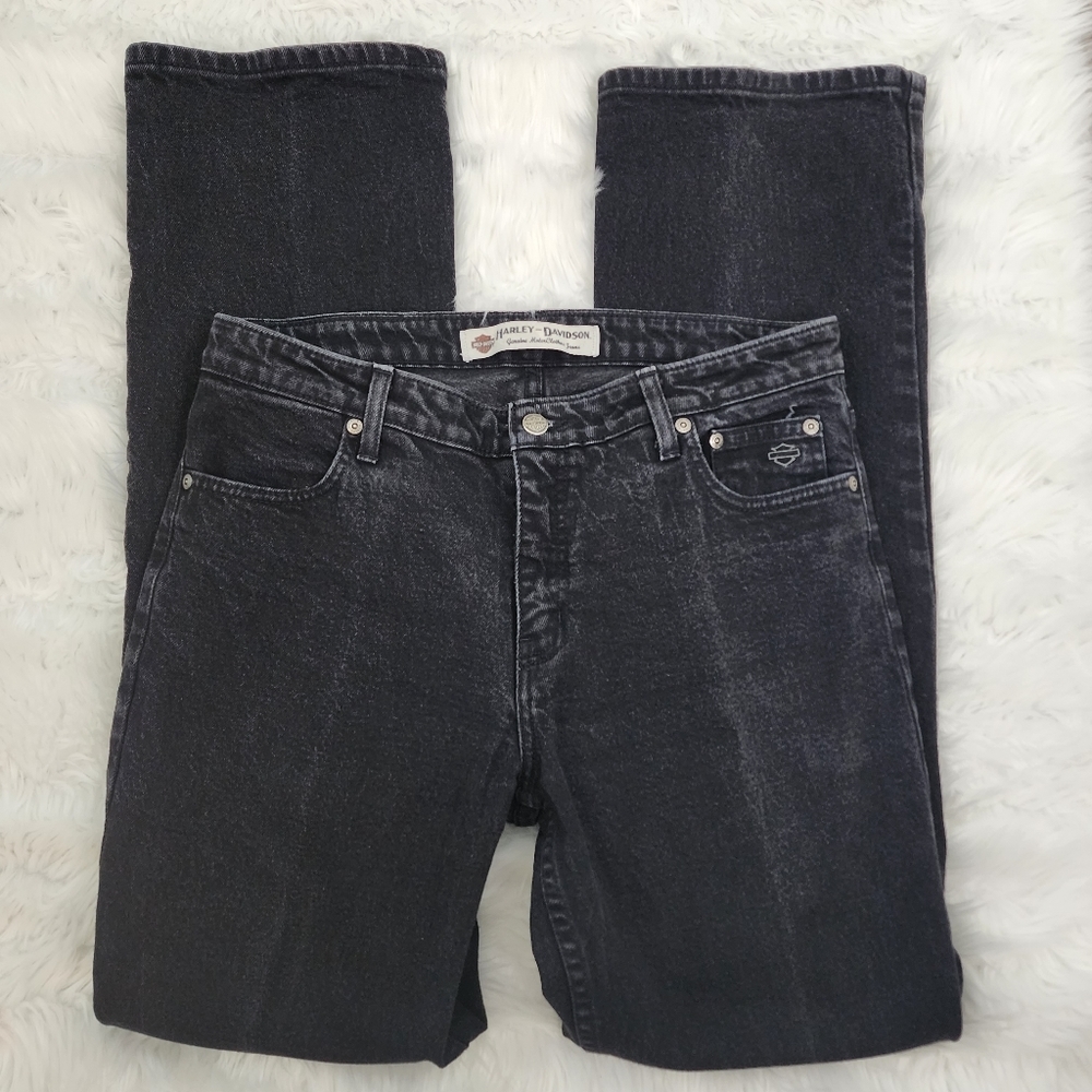 Harley Davidson Women’s Boot Cut High Rise Black Denim Jeans Size 12 L